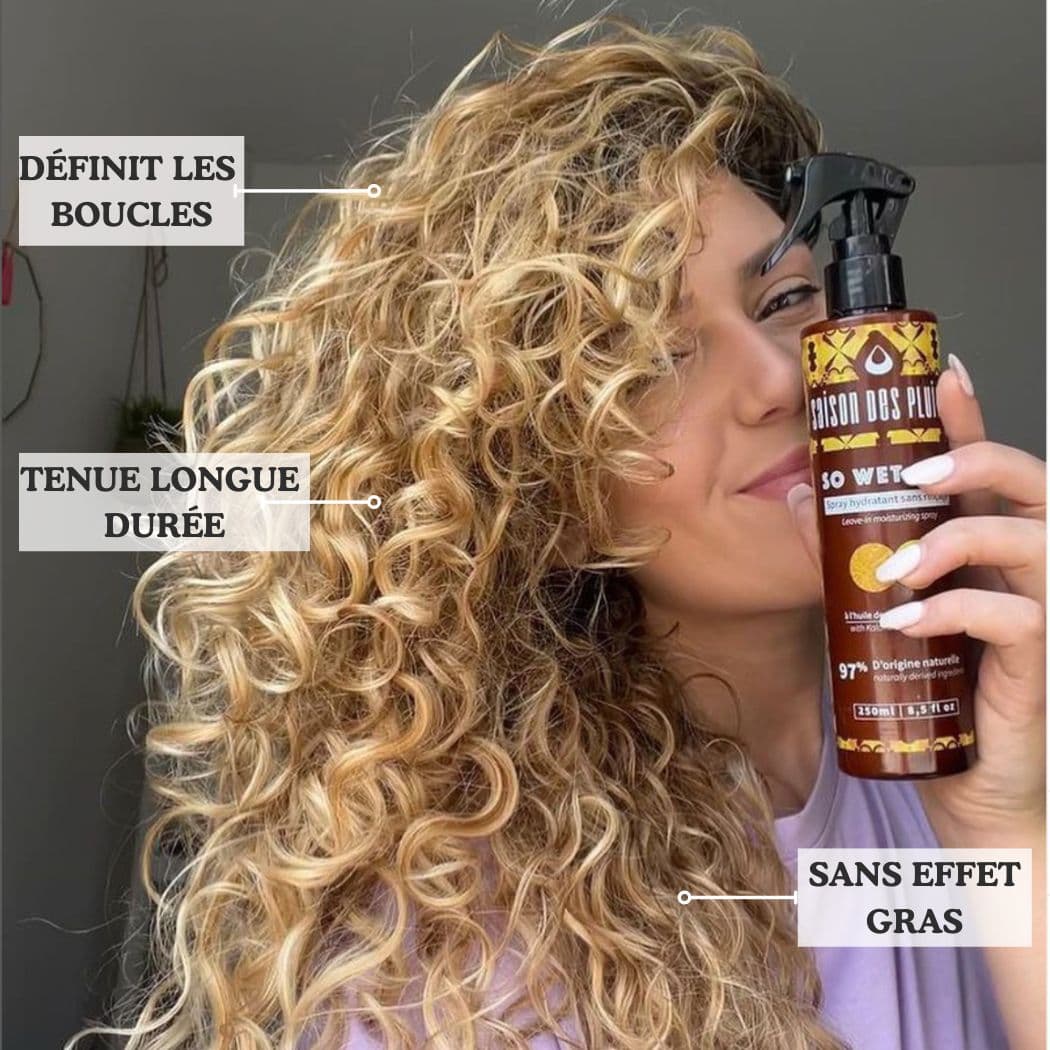 Spray Coiffant Naturels hydratant Cheveux Secs Abîmes Crépus Bouclés